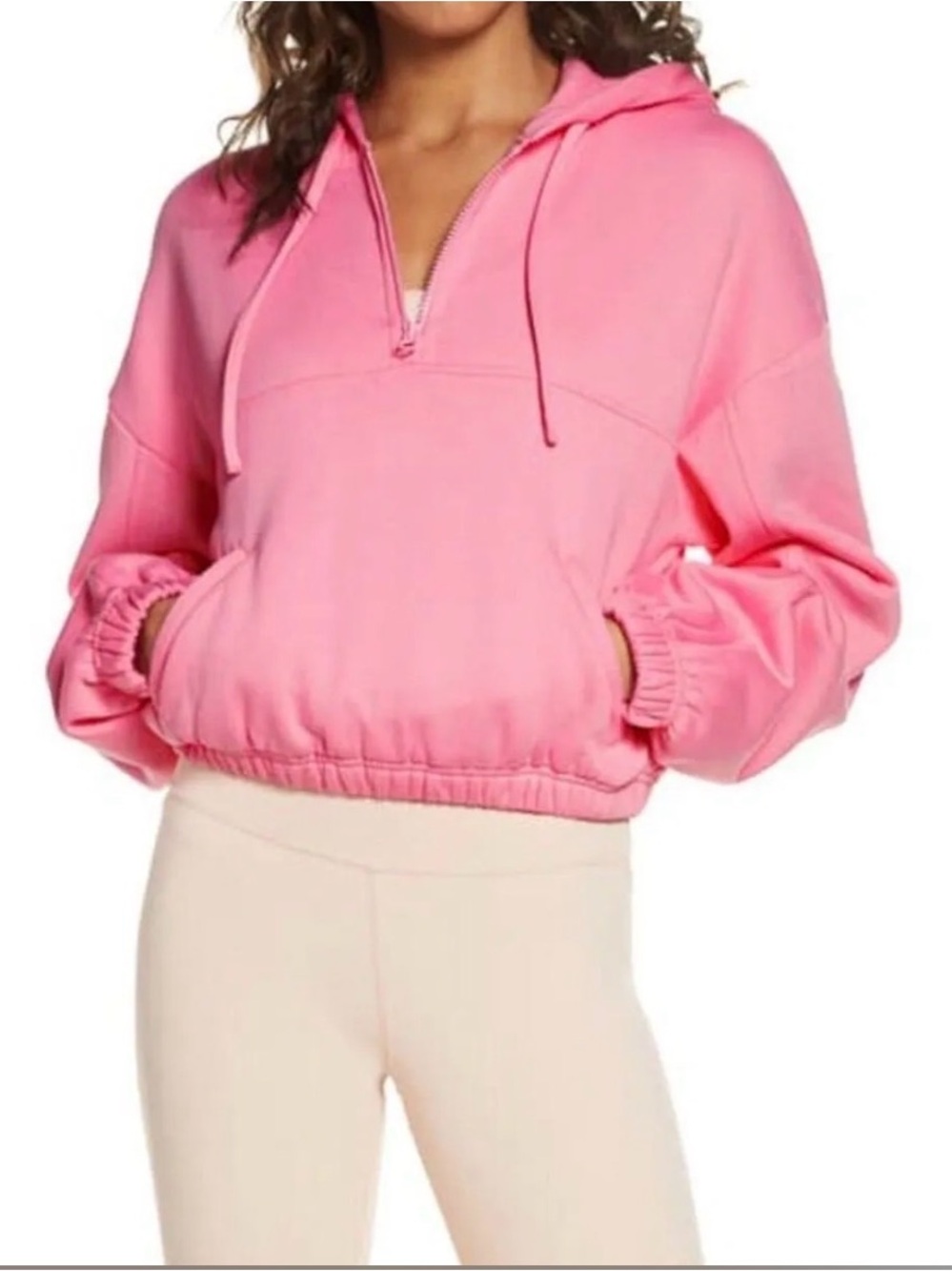 Alo Yoga Stadium Half Zip Hoodie in Macaron Pink - Picture 7 of 9